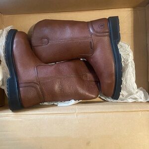 Men's Unisex Tehama Brown Leather Waterproof Steel Toe  Boots. Work Boots.